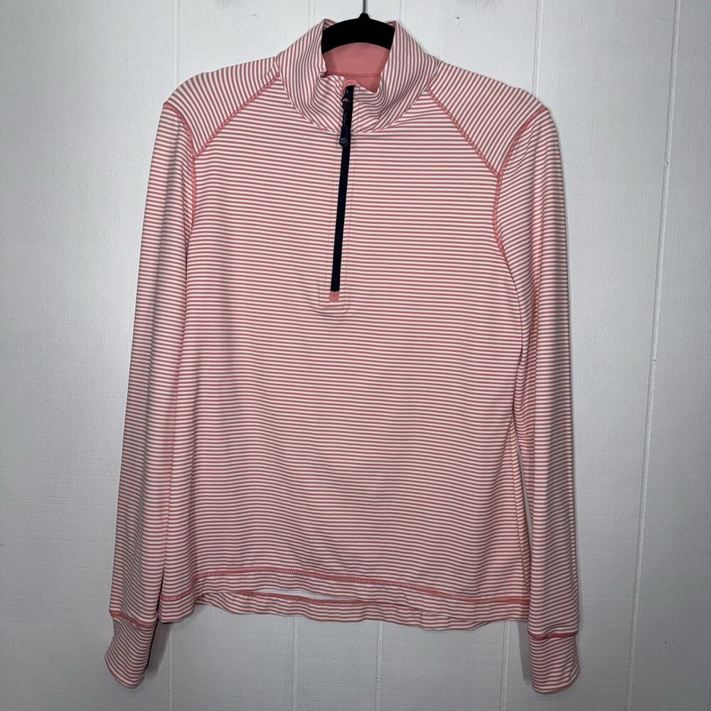 Southern Tide Women’s Runaround Quarter Zip Striped Pink Size Small